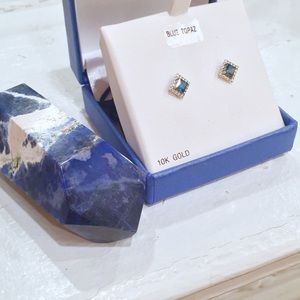 Blue Topaz 10k White Gold Stud Earrings